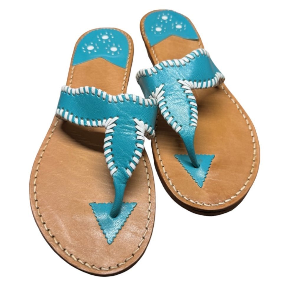 STEPHEN BONANNO PALM BEACH Emerald Blue Leather Hand Made Sandal Women's Size 12